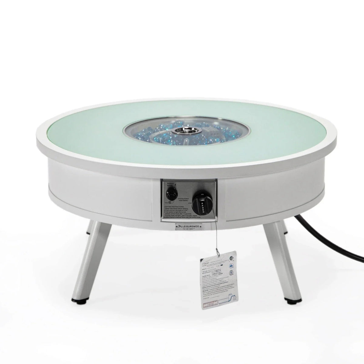 Walbrooke Modern Outdoor Round Fire Pit Table with Powder-Coated Aliuminum Frame - Elax Furniture