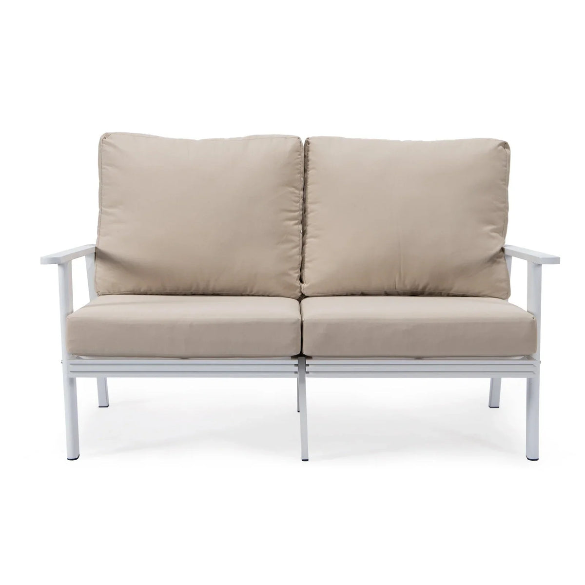Walbrooke Modern 3-Piece Outdoor Patio Set with White Aluminum Frame and Removable Cushions Loveseat and Set of 2 Armchairs - Elax Furniture