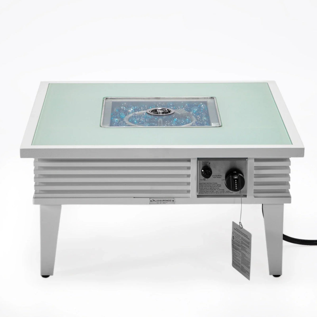 Walbrooke Modern Outdoor Square Fire Pit Table with Powder-Coated Aliuminum Frame and Slats Design - Elax Furniture