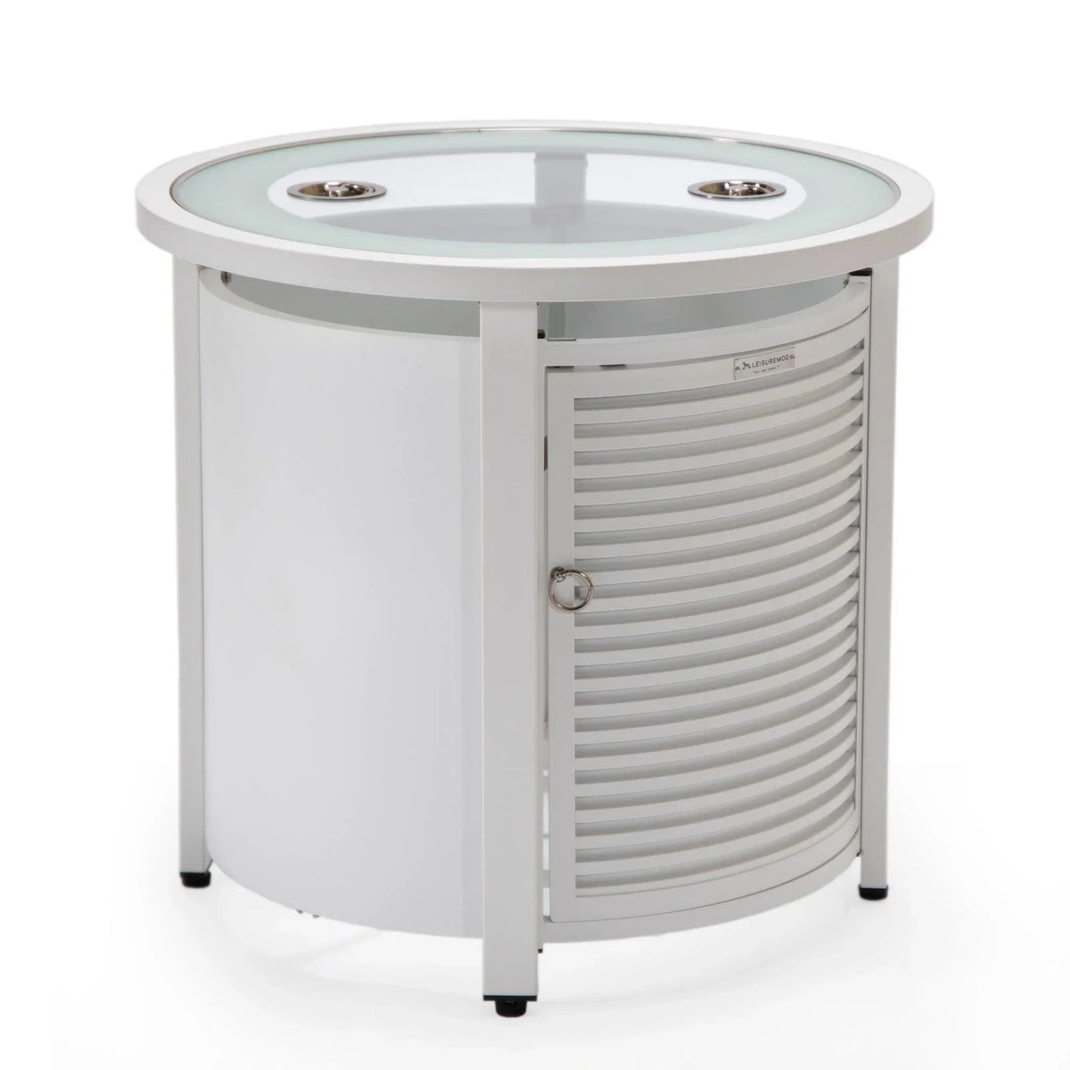 Walbrooke Outdoor Patio Round Fire Pit and Tank Holder with Slats Design - Elax Furniture