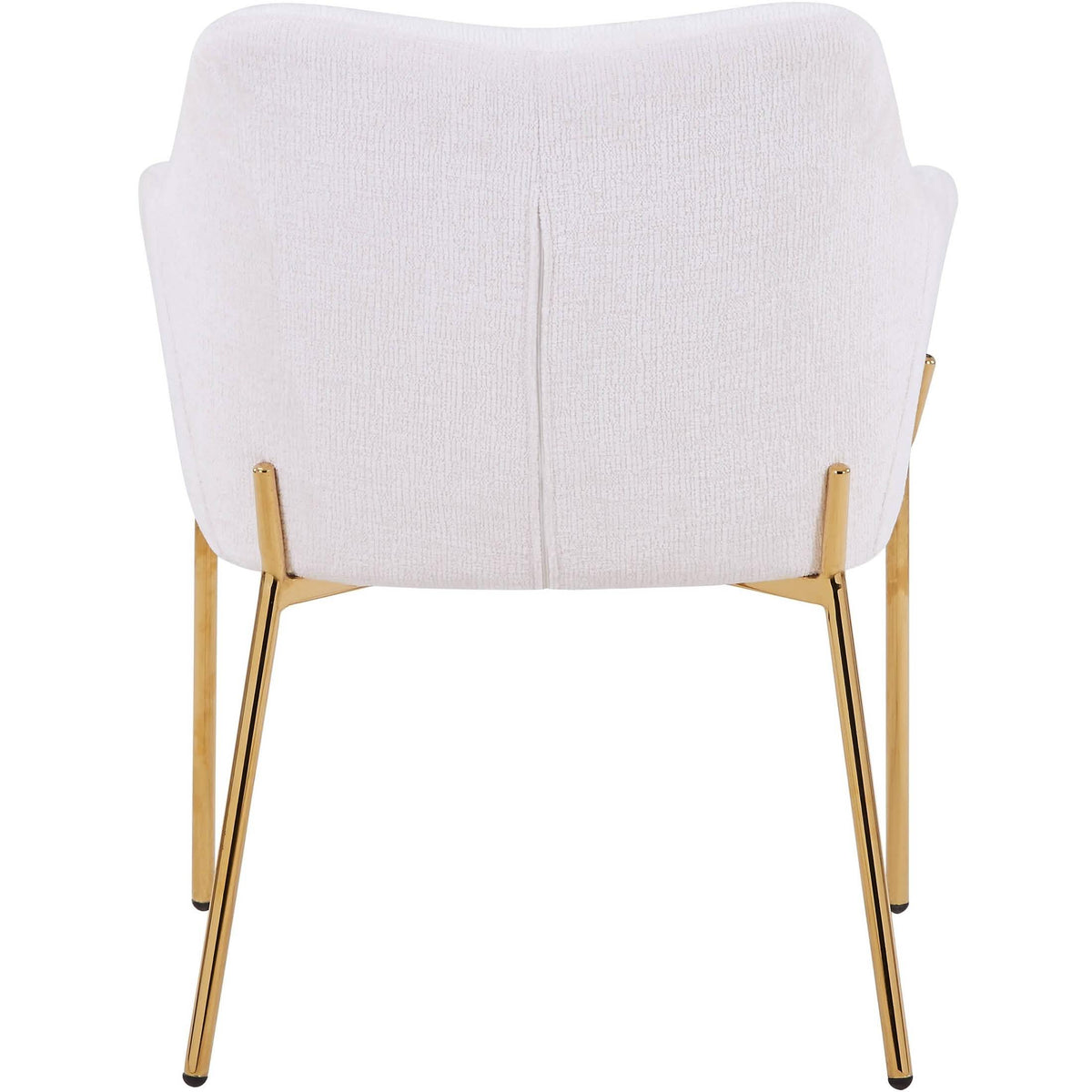 Zaire Upholsters Dining Chair in Velvet/Leather/Boucle with Gold Chrome Iron Boucle White Dining Chair Leisuremod