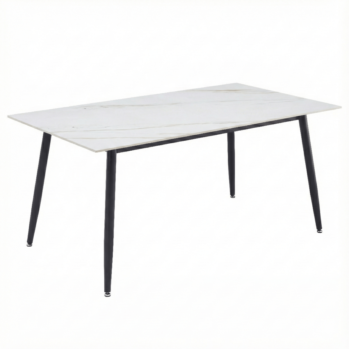 Zayle Rectangular Dining Table with a Sintered Stone Tabletop and a Stainless Steel Base Black White Gold Dining Table Leisuremod