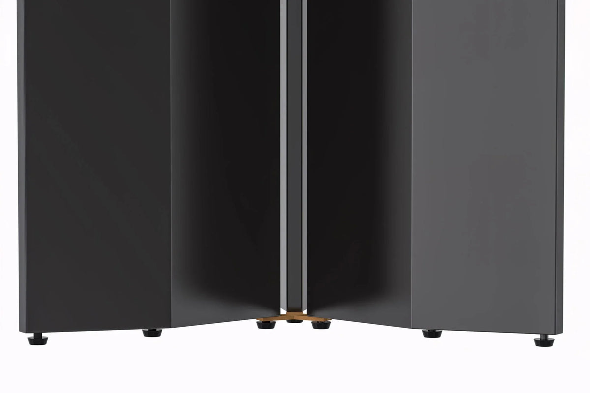 Zevro Round Dining Table with Sintered Stone/Glass Tabletop in Black Stainless Steel - Elax Furniture