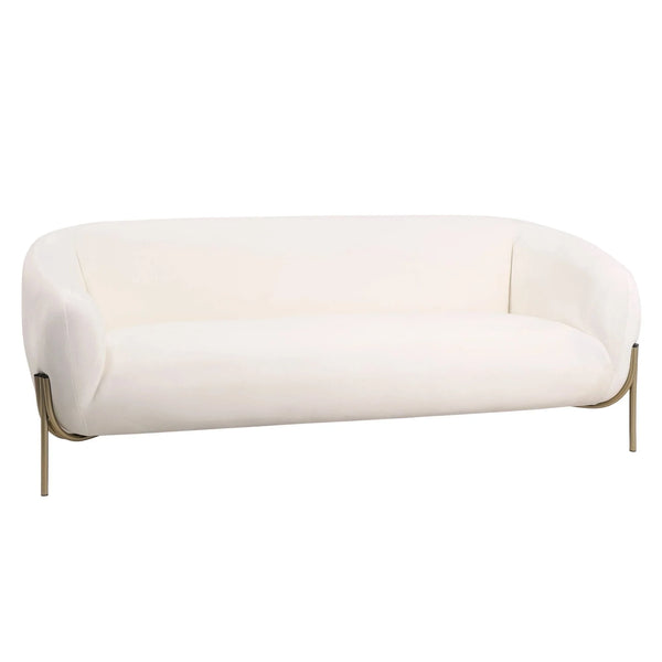 Zuno Modern Three-Seater Velvet Sofa with Gold Iron Legs - Elax Furniture