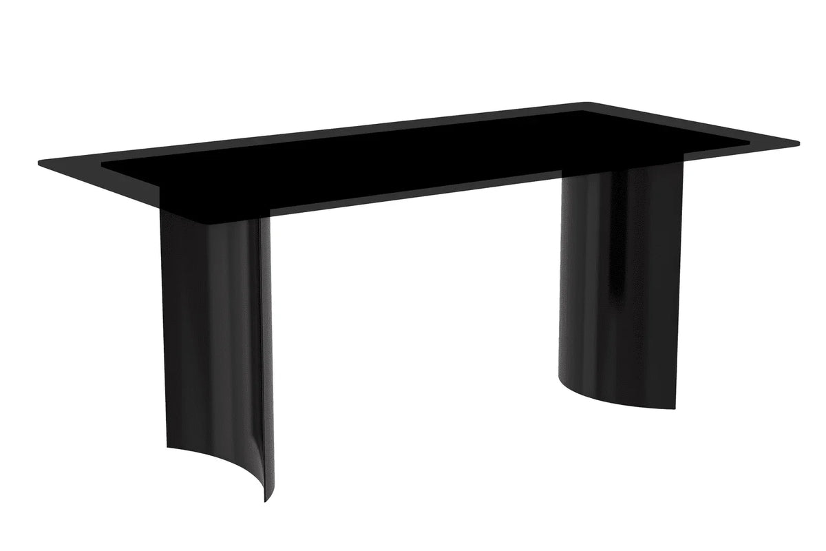 Zara Rectangular Dining Table with Glass/Sintered Stone Top and Stainless Steel Base - Elax Furniture