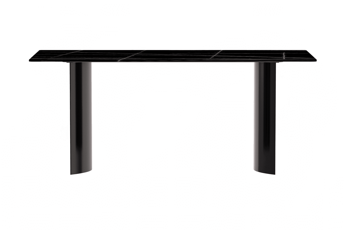 Zara Rectangular Dining Table with Glass/Sintered Stone Top and Stainless Steel Base - Elax Furniture
