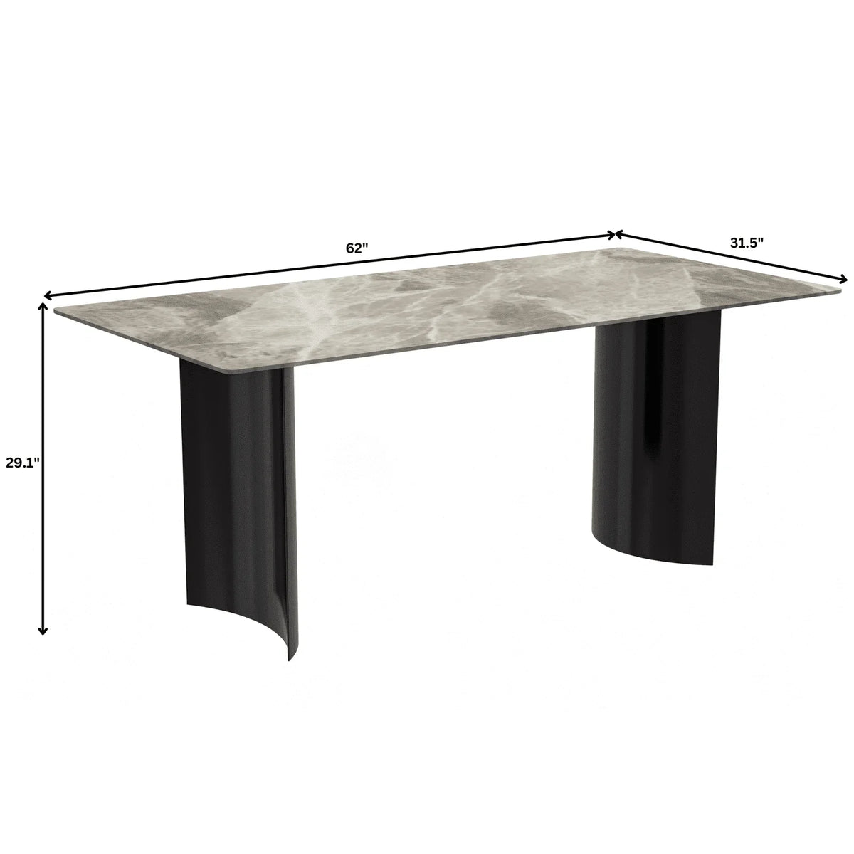 Zara Rectangular Dining Table with Glass/Sintered Stone Top and Stainless Steel Base - Elax Furniture