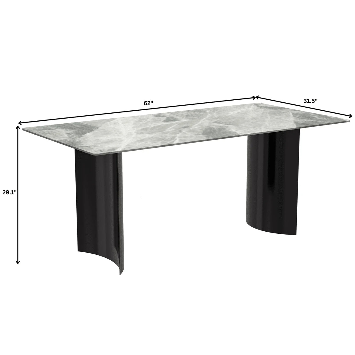 Zara Rectangular Dining Table with Glass/Sintered Stone Top and Stainless Steel Base - Elax Furniture