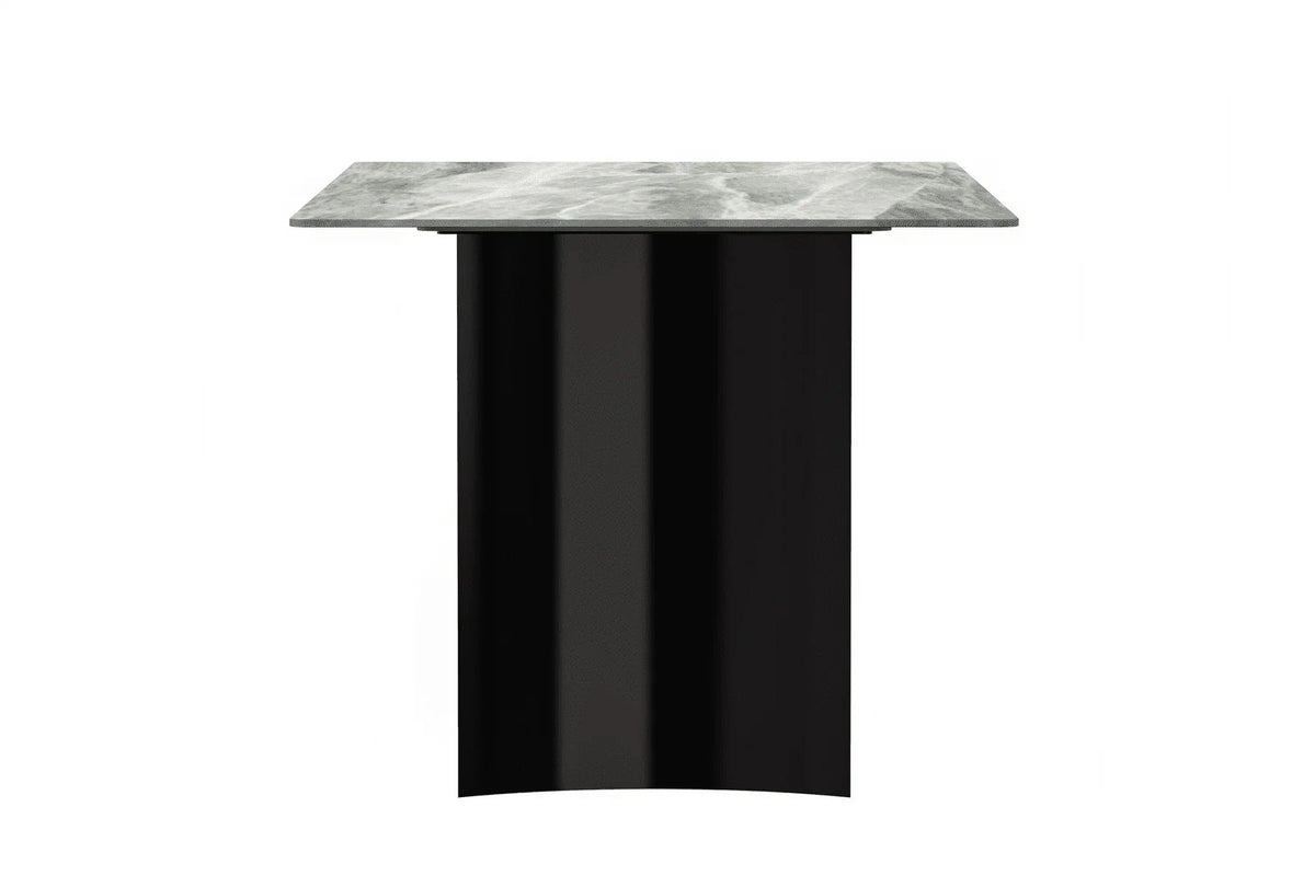 Zara Rectangular Dining Table with Glass/Sintered Stone Top and Stainless Steel Base - Elax Furniture