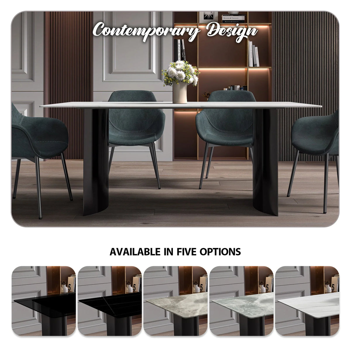 Zara Rectangular Dining Table with Glass/Sintered Stone Top and Stainless Steel Base - Elax Furniture