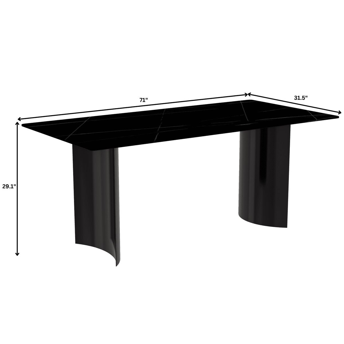 Zara Rectangular Dining Table with Glass/Sintered Stone Top and Stainless Steel Base - Elax Furniture