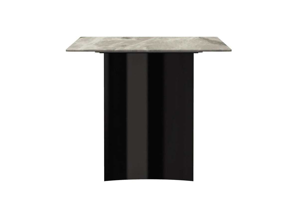 Zara Rectangular Dining Table with Glass/Sintered Stone Top and Stainless Steel Base - Elax Furniture