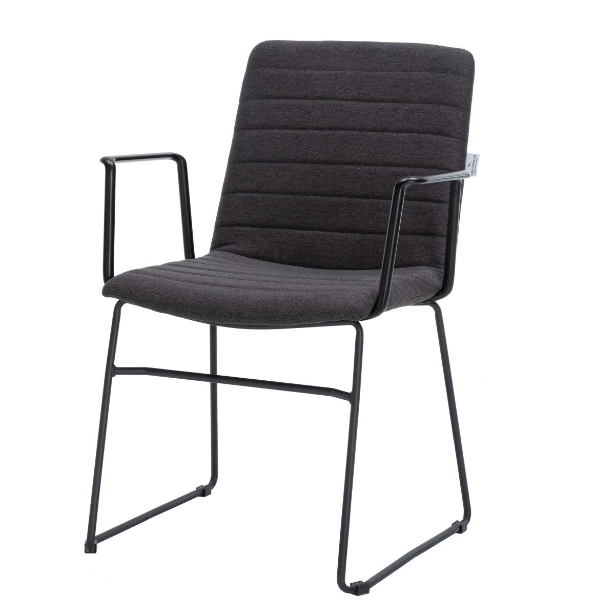 Zylar Leather/Polyester Guest Arm Chair with Powder-Coated Stainless Steel Base Brown Polyester Office Chair Leisuremod