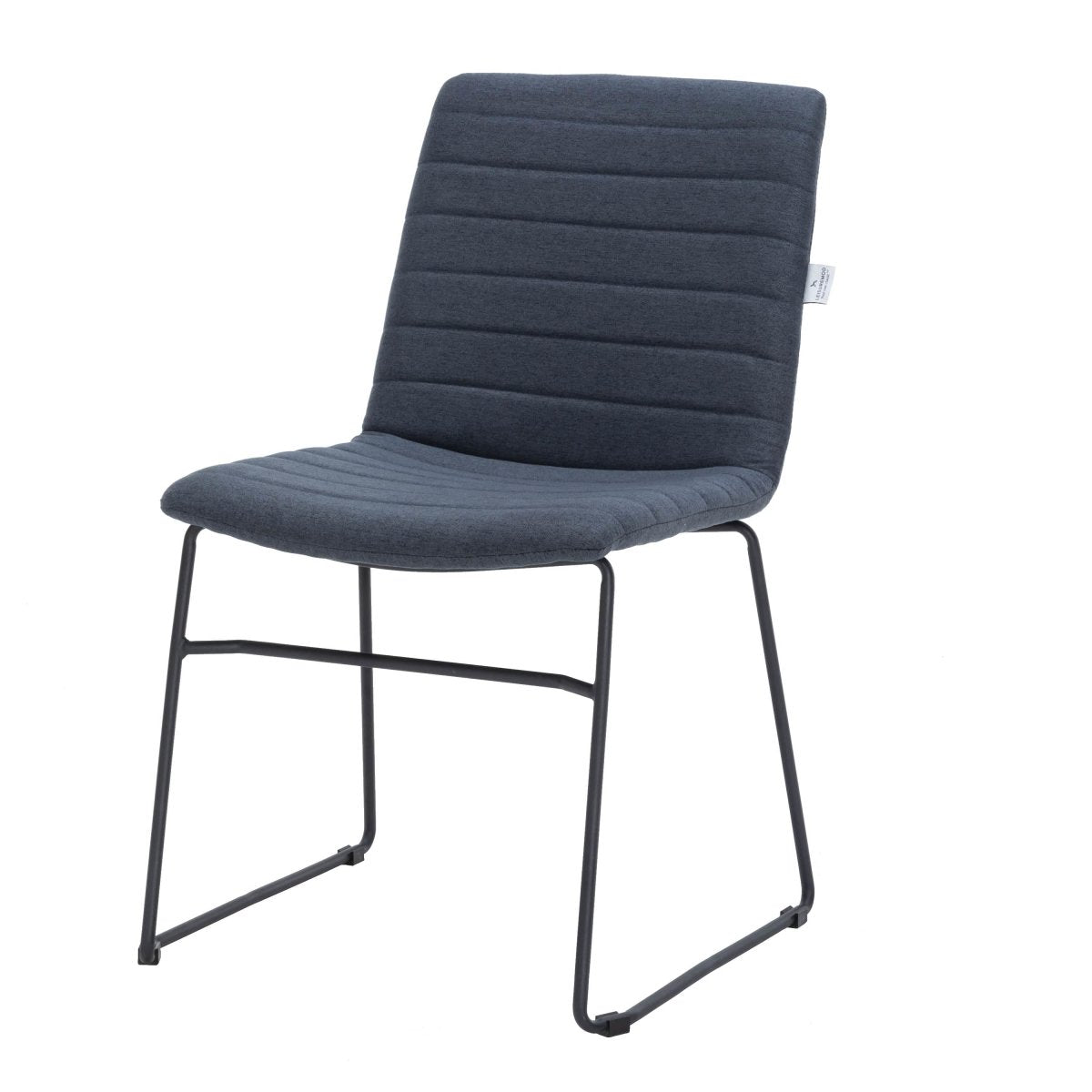 Zylar Leather/Polyester Office Guest Chair with Powder-Coated Stainless Steel Base Dark Blue Office Chair Leisuremod