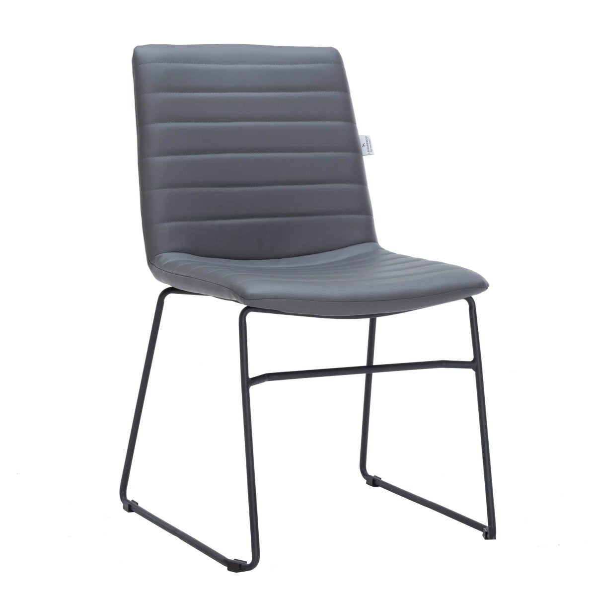 Zylar Leather/Polyester Office Guest Chair with Powder-Coated Stainless Steel Base Grey Leather Office Chair Leisuremod