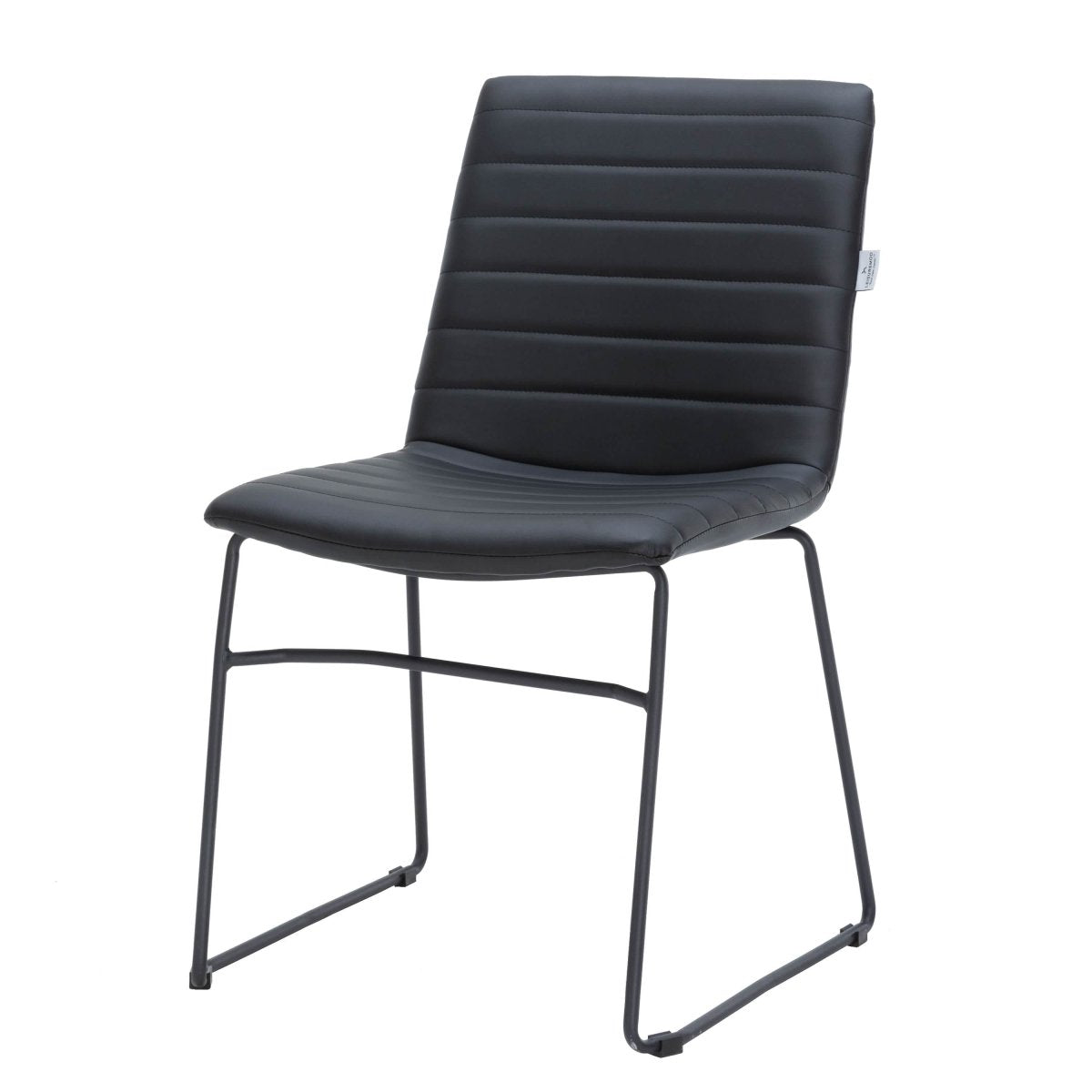 Zylar Leather/Polyester Office Guest Chair with Powder-Coated Stainless Steel Base Black Office Chair Leisuremod