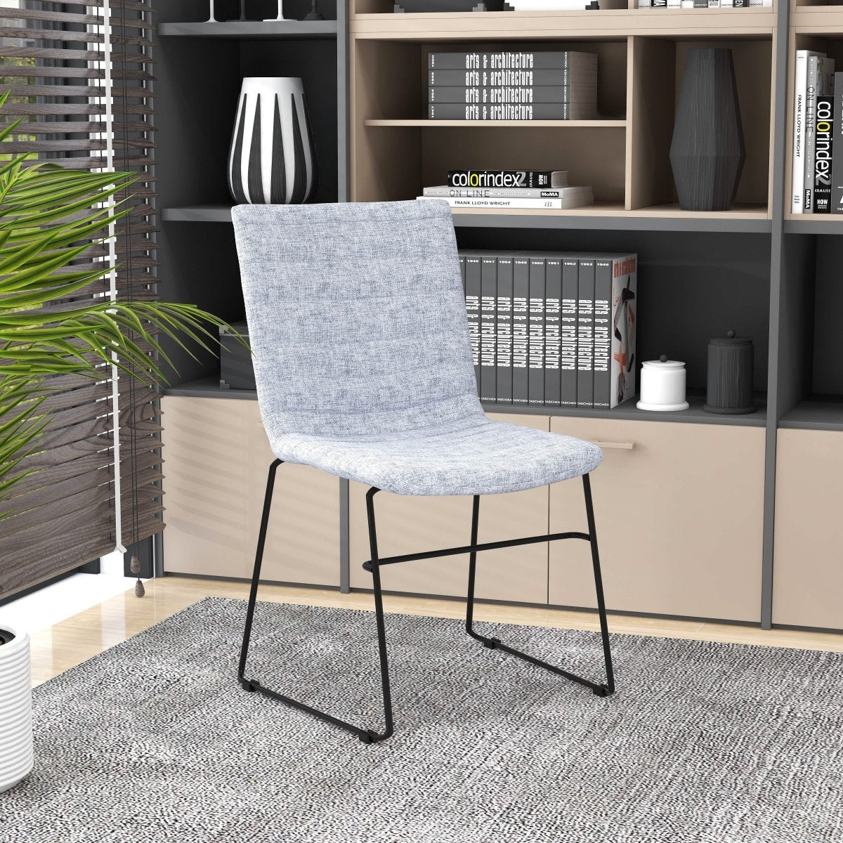 Zylar Leather/Polyester Office Guest Chair with Powder-Coated Stainless Steel Base Grey Office Chair Leisuremod