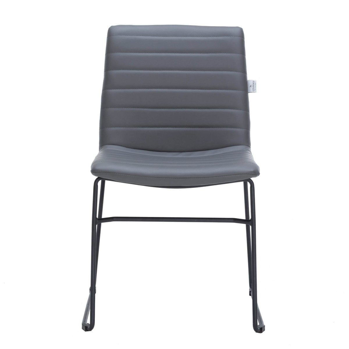 Zylar Leather/Polyester Office Guest Chair with Powder-Coated Stainless Steel Base Grey Leather Office Chair Leisuremod