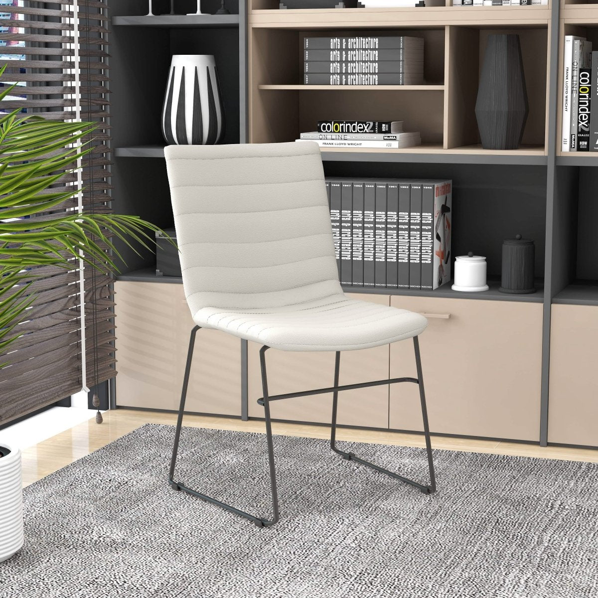 Zylar Leather/Polyester Office Guest Chair with Powder-Coated Stainless Steel Base Tan Office Chair Leisuremod