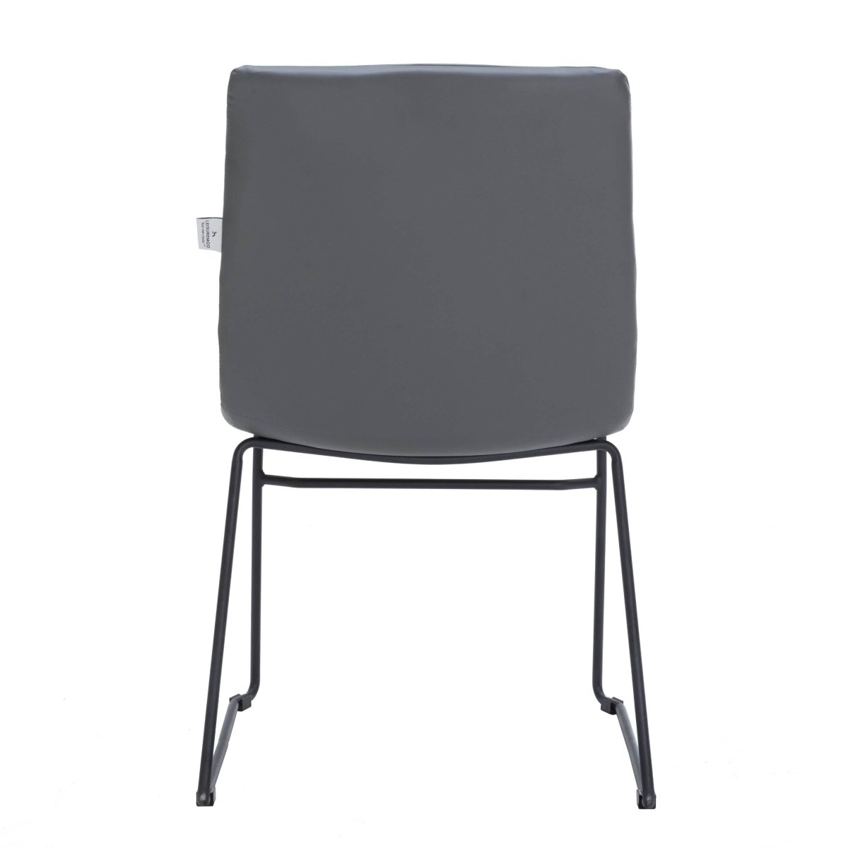 Zylar Leather/Polyester Office Guest Chair with Powder-Coated Stainless Steel Base Grey Leather Office Chair Leisuremod