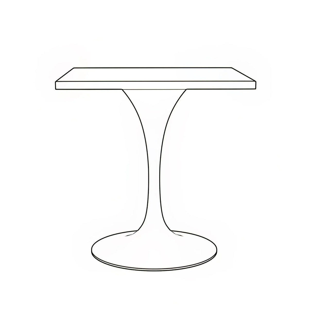 Verve Square Dining Table with a Laminated White Marbleized Tabletop and White Steel Pedestal Base - Elax Furniture