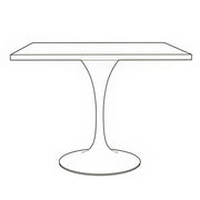Verve Square Dining Table with a Laminated White Marbleized Tabletop and White Steel Pedestal Base - Elax Furniture