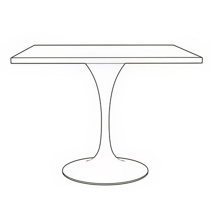 Verve Square Dining Table with a Laminated White Marbleized Tabletop and White Steel Pedestal Base - Elax Furniture
