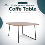 Pemborke Square Coffee Table with Oak Wood Table Top and Iron Frame - Elax Furniture