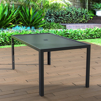 Chelsea Mid-Century Modern 63" & 87" Rectangular Outdoor Dining Table, Black Aluminum - Elax Furniture