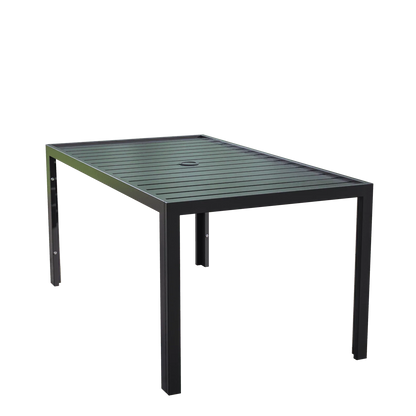 Chelsea Mid-Century Modern 63" & 87" Rectangular Outdoor Dining Table, Black Aluminum - Elax Furniture