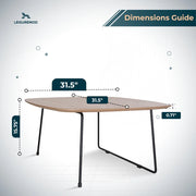 Pemborke Square Coffee Table with Oak Wood Table Top and Iron Frame - Elax Furniture