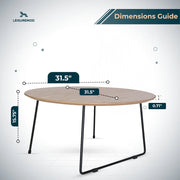 Pemborke Round Coffee Table with Oak Wood Tabletop in Iron - Elax Furniture