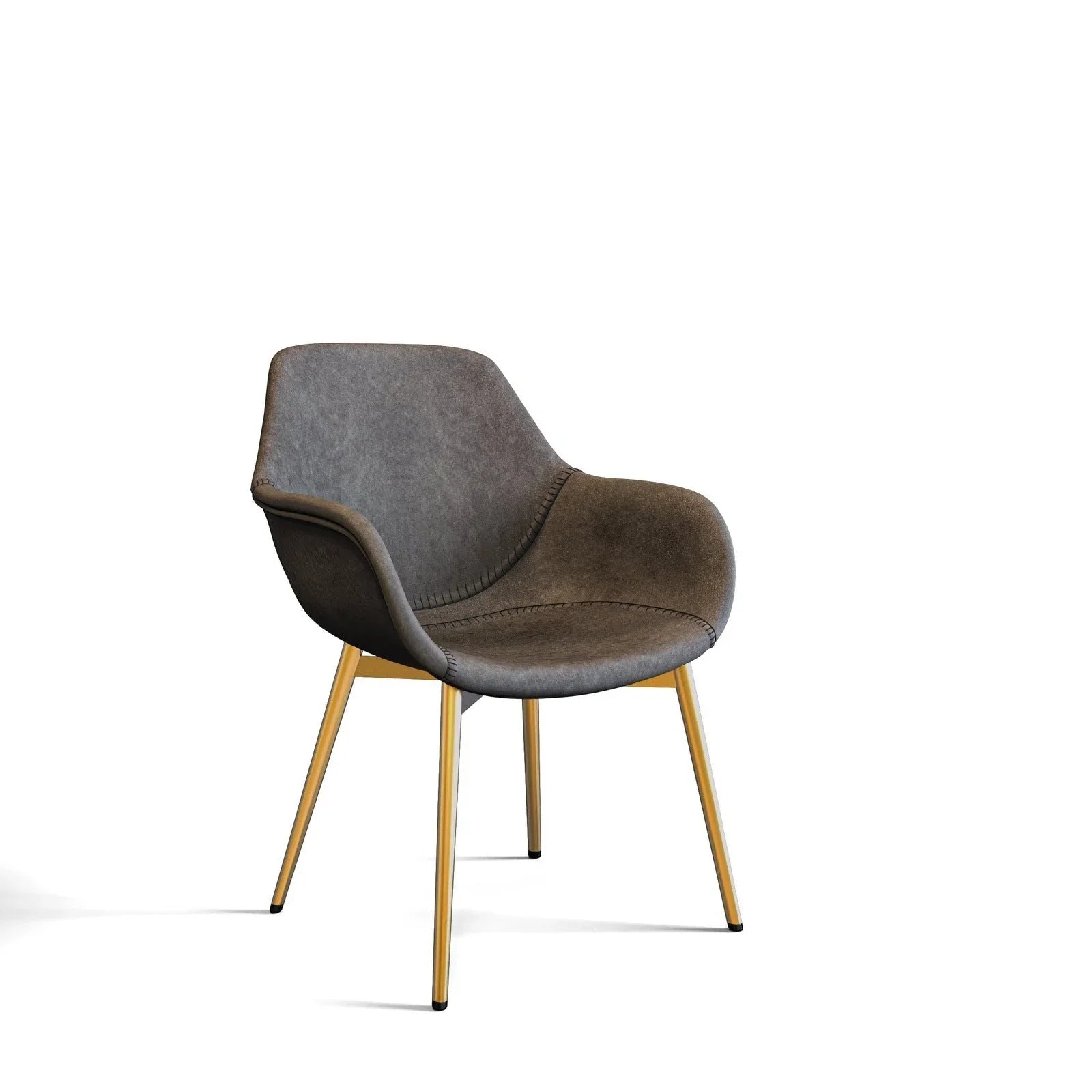 Markley Modern Leather Dining Arm Chair With Gold Metal Legs Set of 2 - Elax Furniture