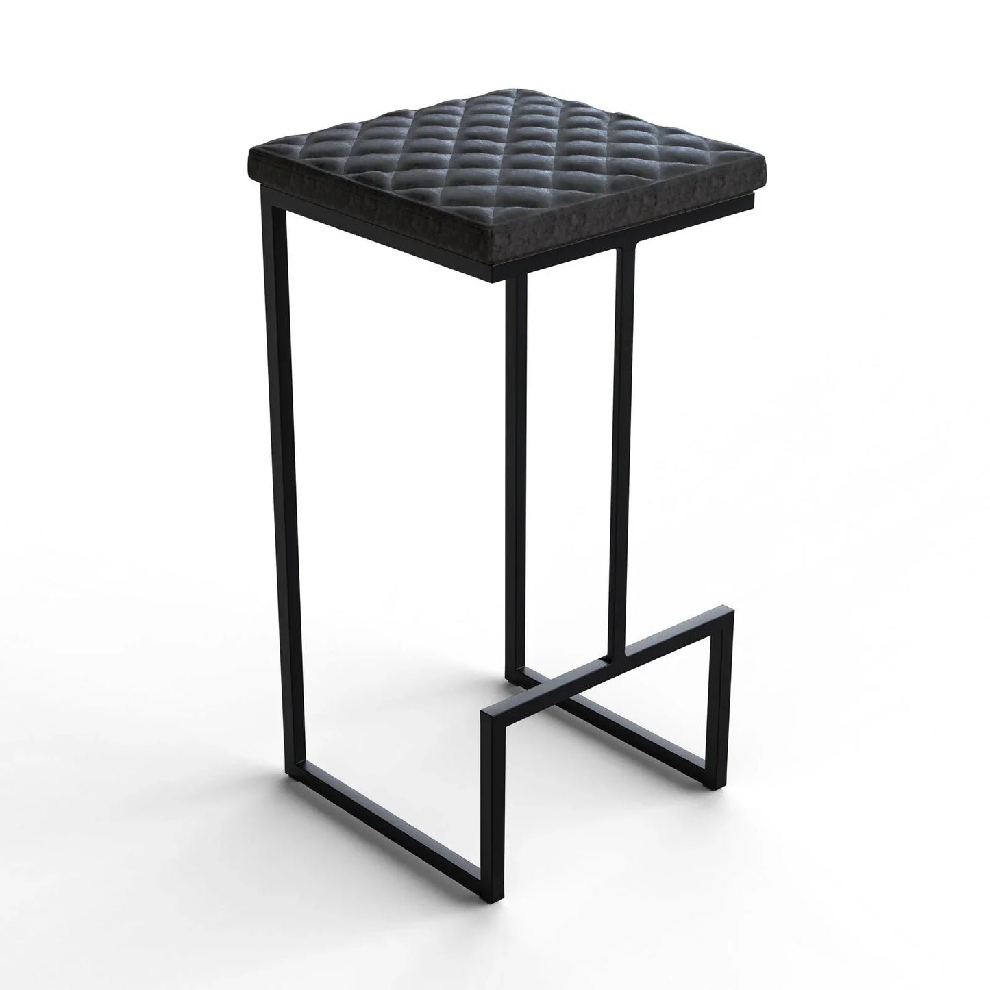Quincy Quilted Stitched Leather Bar Stools With Metal Frame - Elax Furniture