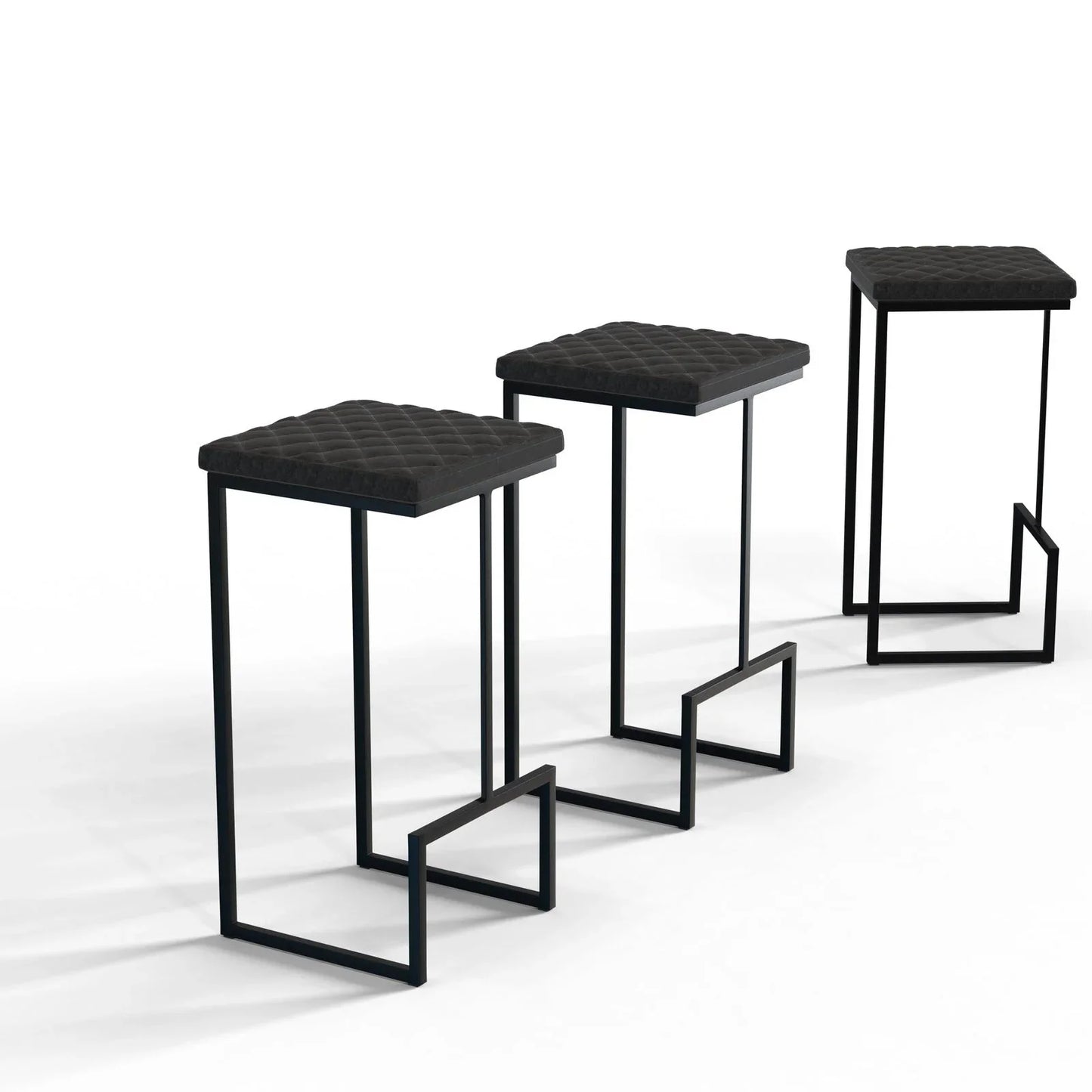 Quincy Quilted Stitched Leather Bar Stools With Metal Frame - Elax Furniture