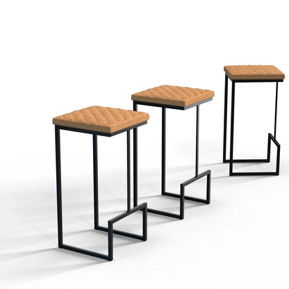 Quincy Quilted Stitched Leather Bar Stools With Metal Frame - Elax Furniture
