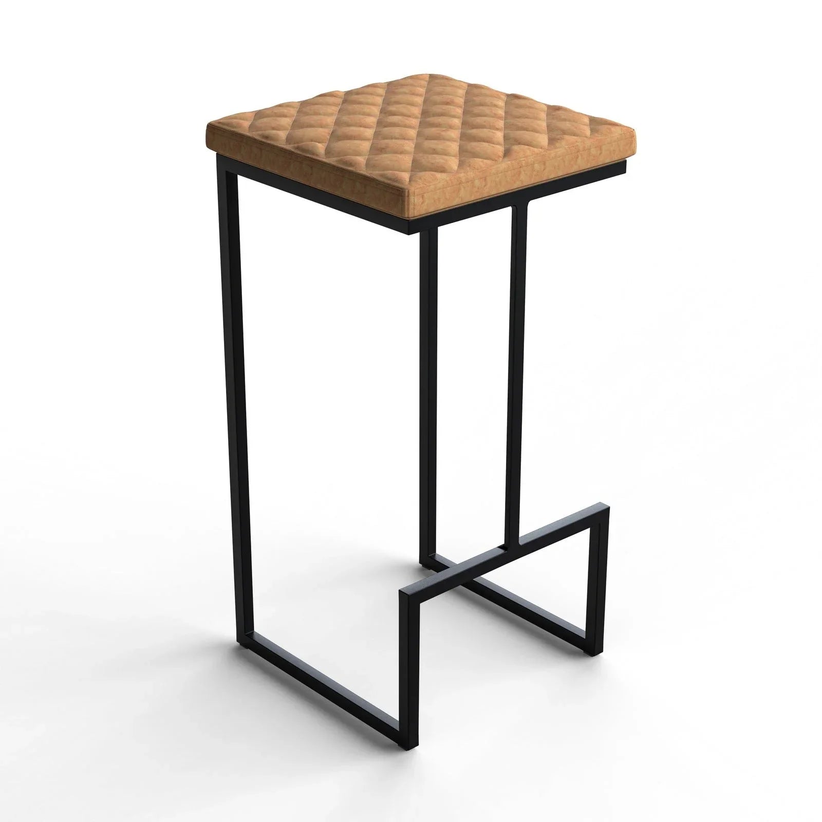 Quincy Quilted Stitched Leather Bar Stools With Metal Frame - Elax Furniture