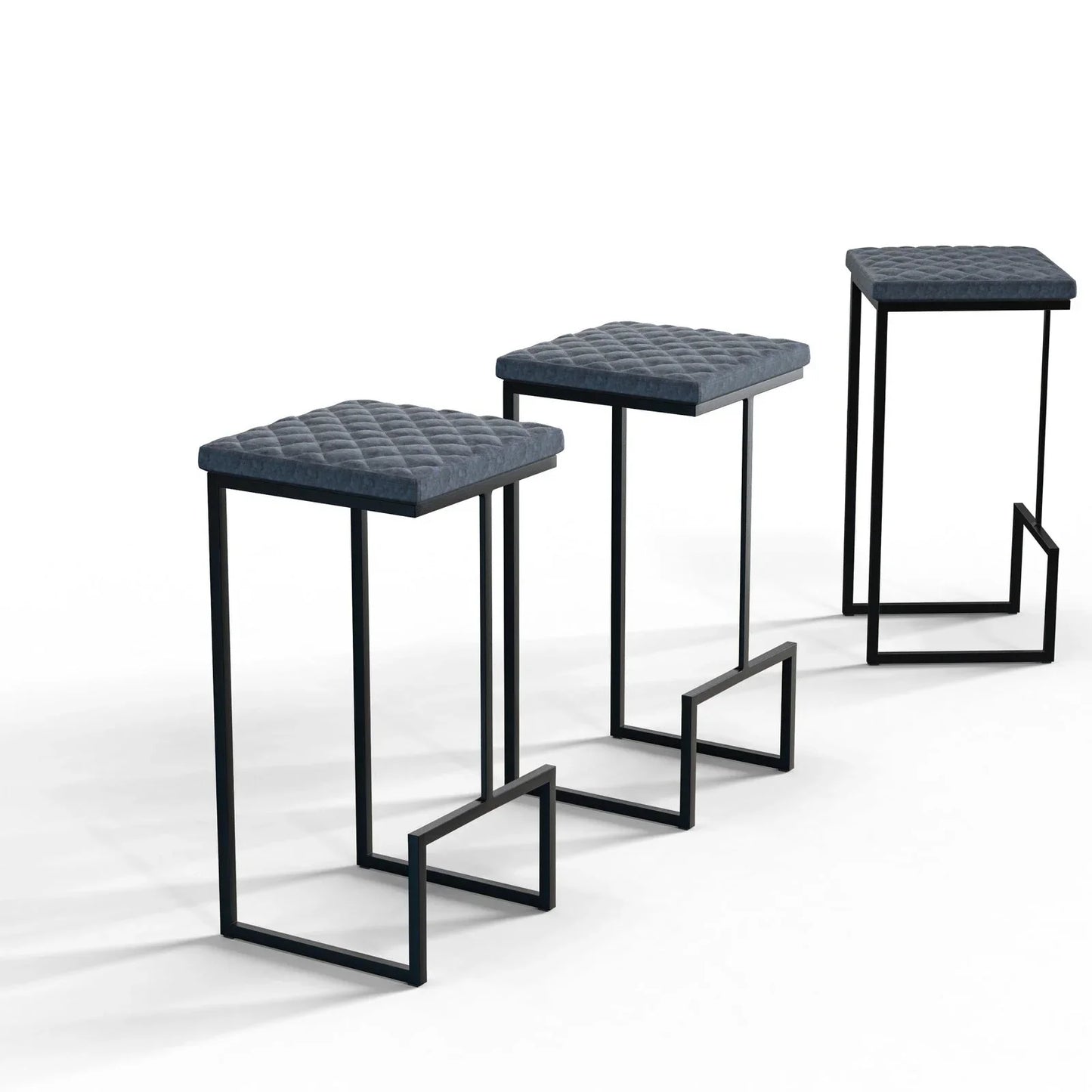 Quincy Quilted Stitched Leather Bar Stools With Metal Frame - Elax Furniture