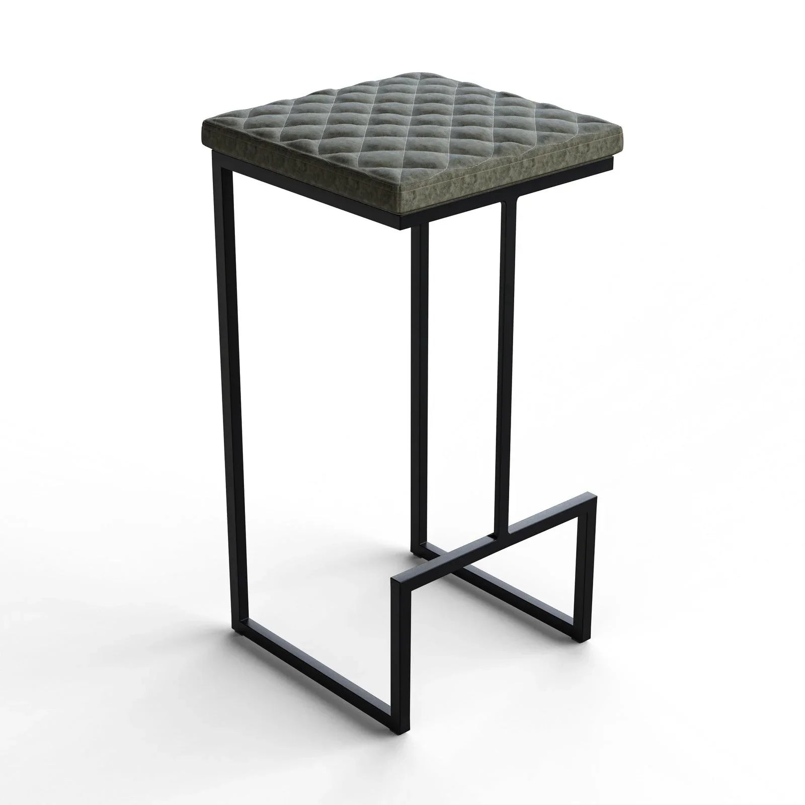 Quincy Quilted Stitched Leather Bar Stools With Metal Frame - Elax Furniture