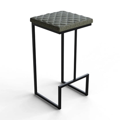 Quincy Quilted Stitched Leather Bar Stools With Metal Frame - Elax Furniture
