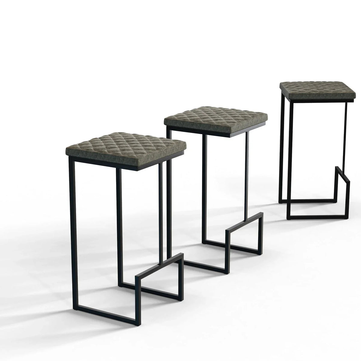 Quincy Quilted Stitched Leather Bar Stools With Metal Frame - Elax Furniture