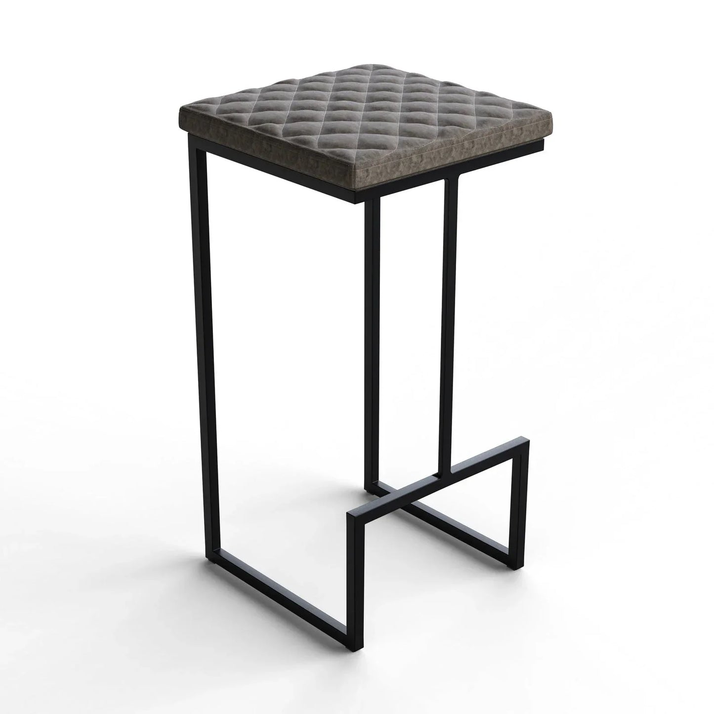 Quincy Quilted Stitched Leather Bar Stools With Metal Frame - Elax Furniture