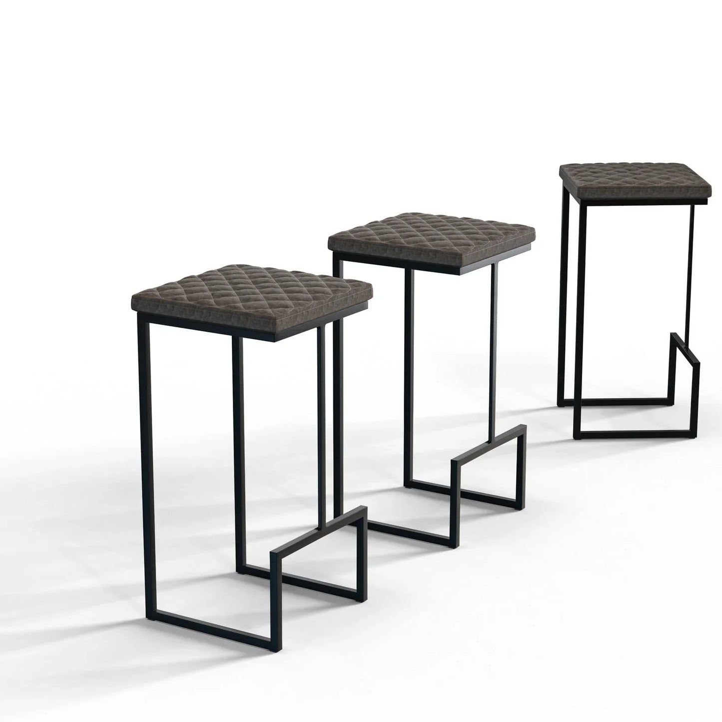 Quincy Quilted Stitched Leather Bar Stools With Metal Frame - Elax Furniture