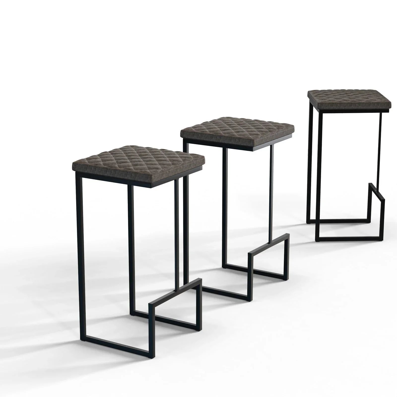 Quincy Quilted Stitched Leather Bar Stools With Metal Frame - Elax Furniture