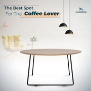 Pemborke Round Coffee Table with Oak Wood Tabletop in Iron - Elax Furniture