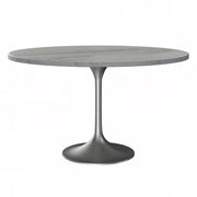Verve Round Dining Table with MDF/Sintered Stone/Resin Tabletop in Silver Stainless Steel Pedestal Base - Elax Furniture