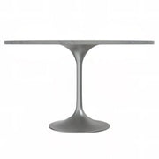 Verve Round Dining Table with MDF/Sintered Stone/Resin Tabletop in Silver Stainless Steel Pedestal Base - Elax Furniture