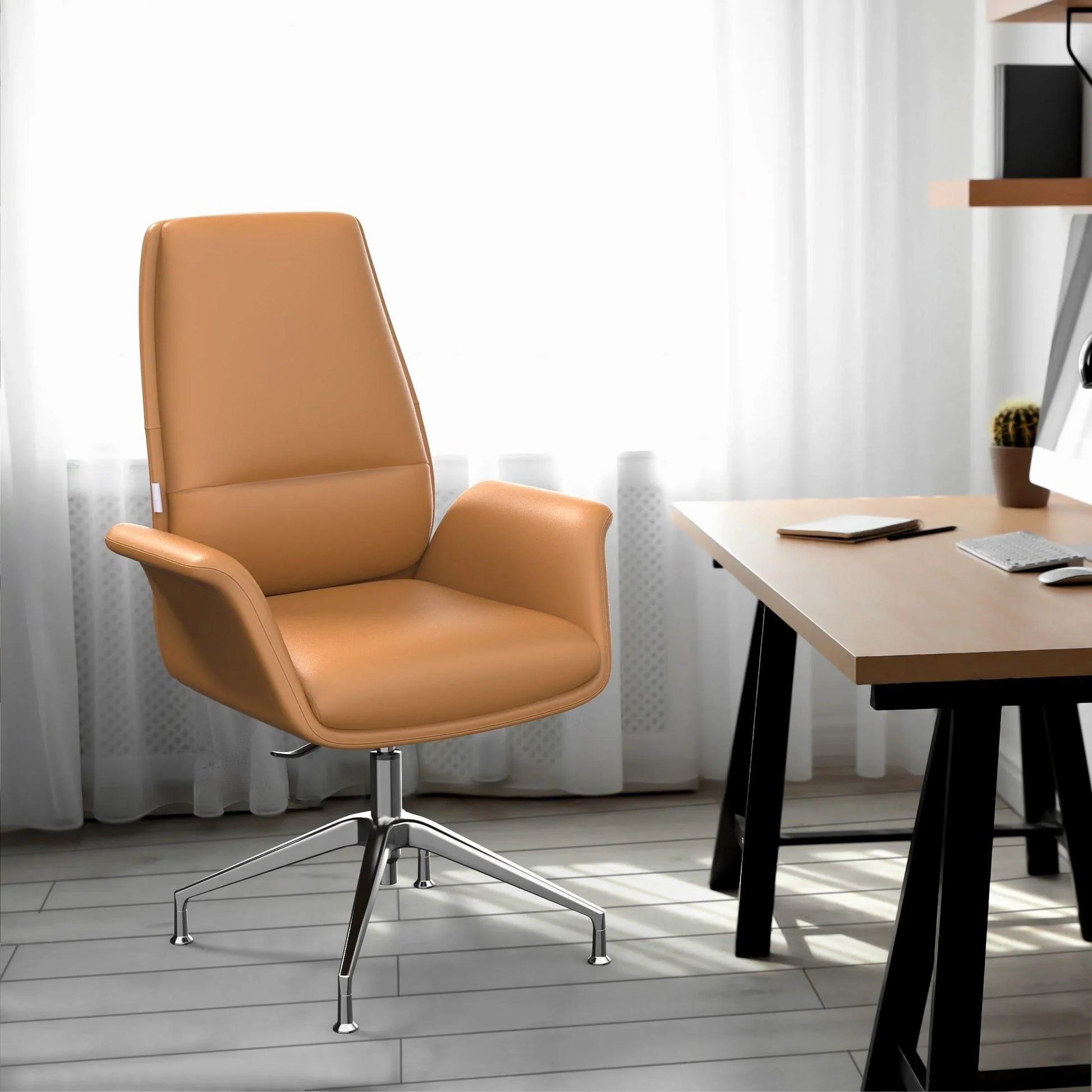 Summit Office Chair in Leather and Aluminum Frame with Adjustable Height and Swivel - Elax Furniture