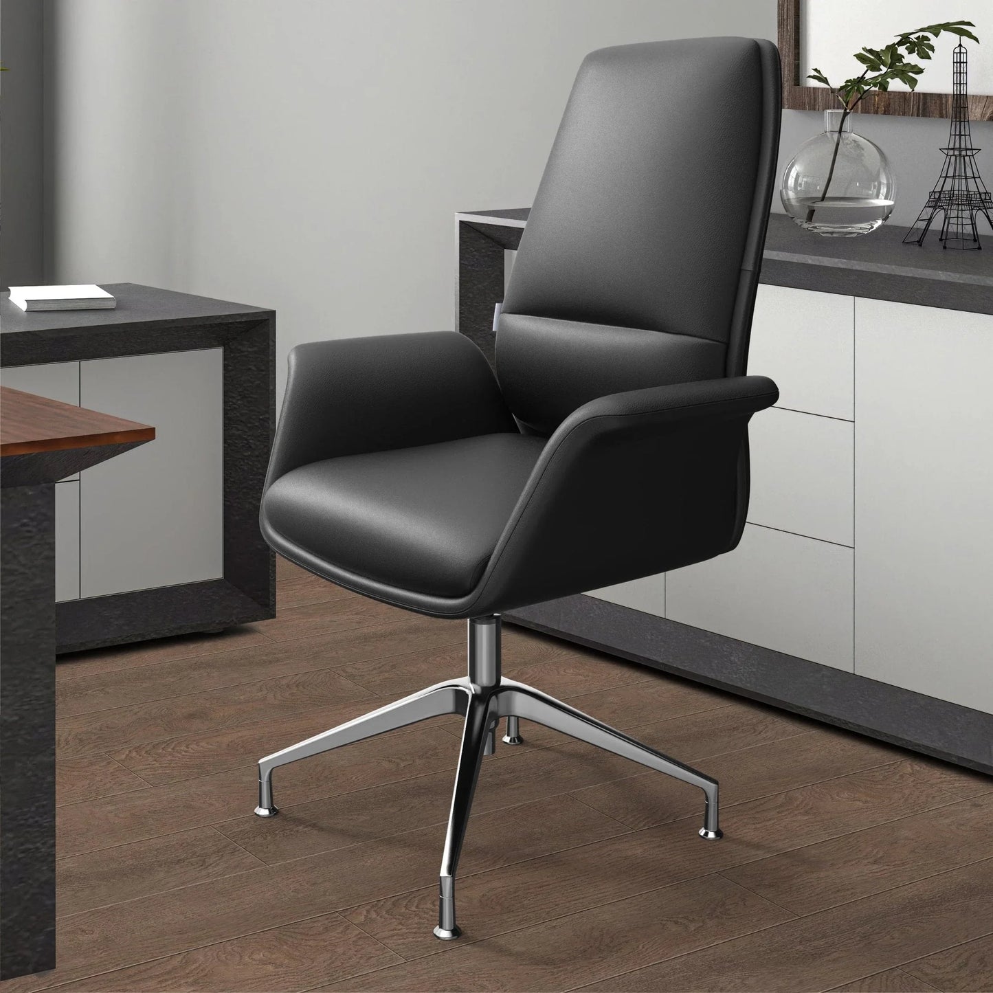Summit Office Chair in Leather and Aluminum Frame with Adjustable Height and Swivel - Elax Furniture