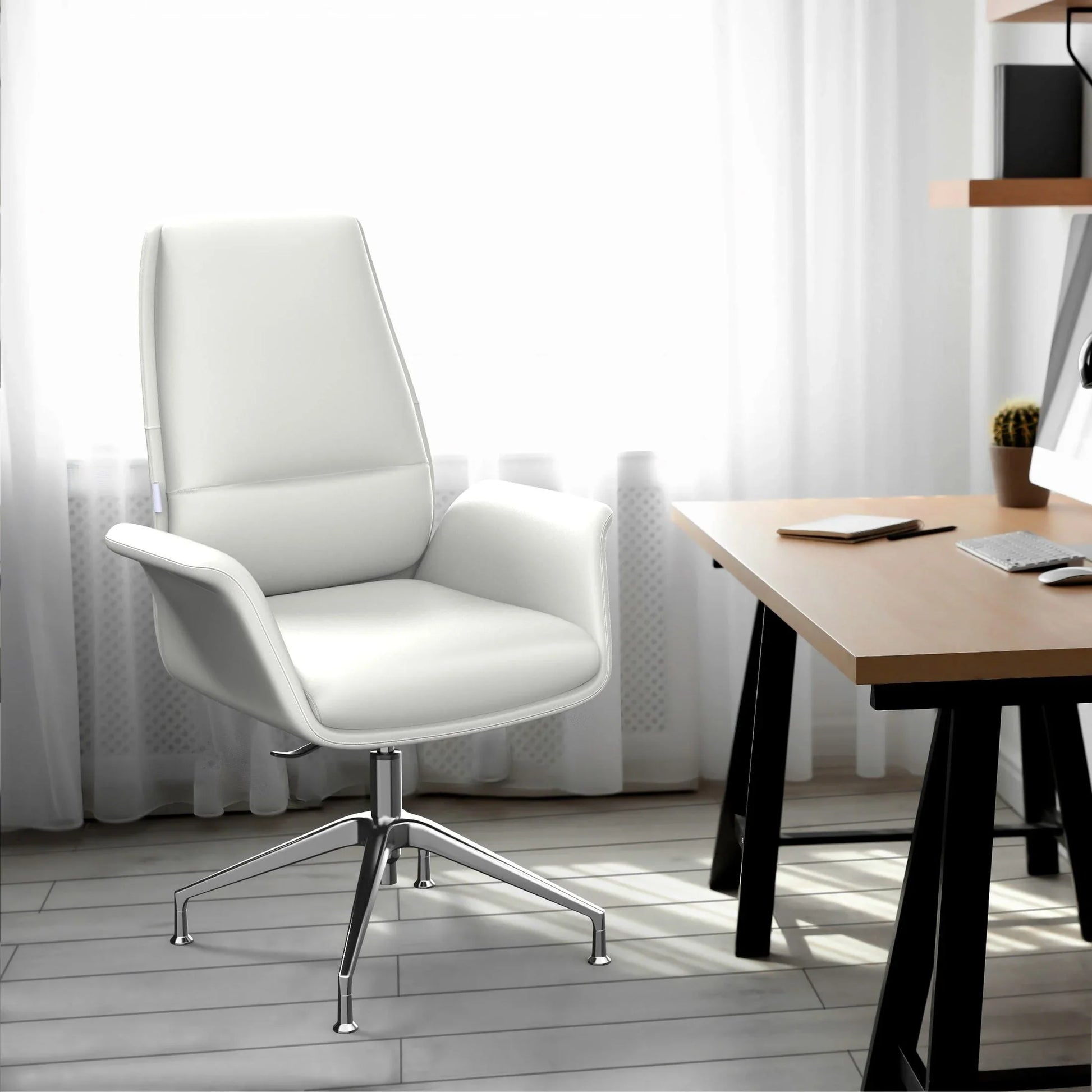 Summit Office Chair in Leather and Aluminum Frame with Adjustable Height and Swivel - Elax Furniture